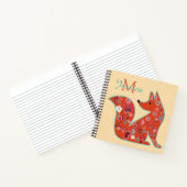 Folk Art Flower Pattern Fox Personalized Notitieboek (Binnen)