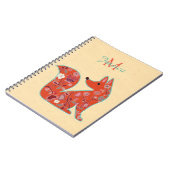 Folk Art Flower Pattern Fox Personalized Notitieboek (Linkerzijde)