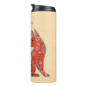 Folk Art Flower Pattern Fox Personalized Thermosbeker (Geroteerd rechts)