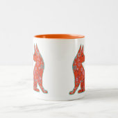 Folk Art Flower Pattern Fox Tweekleurige Koffiemok (Center)