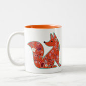 Folk Art Flower Pattern Fox Tweekleurige Koffiemok (Links)