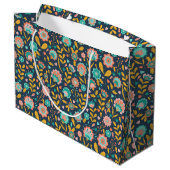 Folk Art Flower Pattern Groot Cadeauzakje (Achterkant Gekanteld)