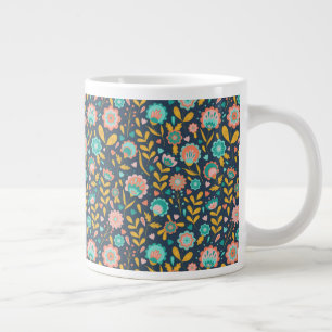 Folk Art Flower Pattern Grote Koffiekop