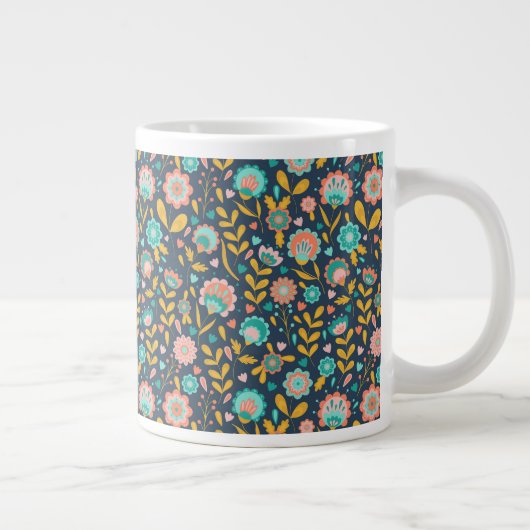 Folk Art Flower Pattern Grote Koffiekop (Rechts)