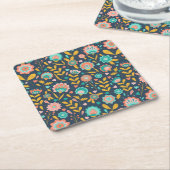 Folk Art Flower Pattern Kartonnen Onderzetters (Schuin)