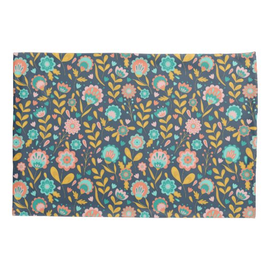 Folk Art Flower Pattern Kussensloop (Achterkant-Links)