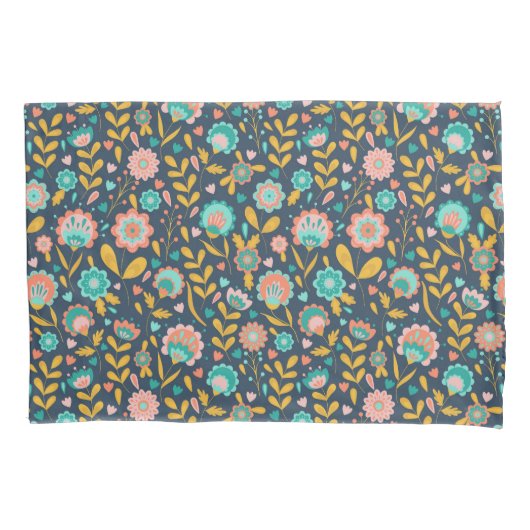 Folk Art Flower Pattern Kussensloop (Voorkant-Links)