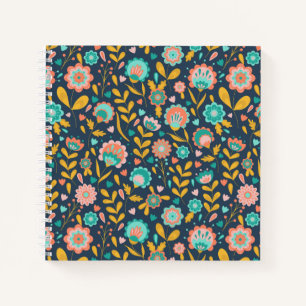 Folk Art Flower Pattern Notitieboek