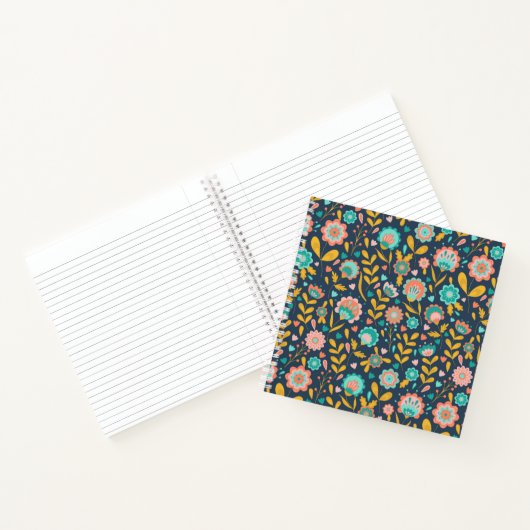 Folk Art Flower Pattern Notitieboek (Binnen)