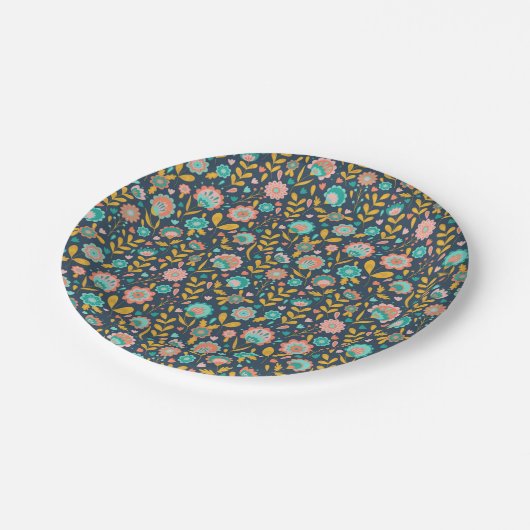 Folk Art Flower Pattern Papieren Bordje (Gekanteld)