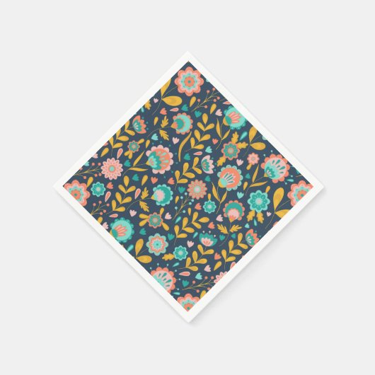 Folk Art Flower Pattern Servet (Hoek)