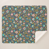 Folk Art Flower Pattern Sherpa Deken (Voorkant (horizontaal))