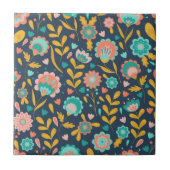 Folk Art Flower Pattern Tegeltje (Voorkant)