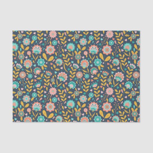 Folk Art Flower Pattern Tissuepapier (Voorkant)