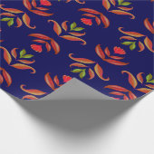 Folk Art Flowers Cozy en Rustic Navy Blue Cadeaupapier (Hoek)