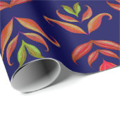 Folk Art Flowers Cozy en Rustic Navy Blue Cadeaupapier (Rol Hoek)