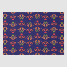 Folk Art Flowers Cozy en Rustic Navy Blue