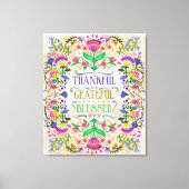 Folk Art Flowers | Dankjewel, dankbaar, geblufferd Canvas Afdruk (Voorkant)