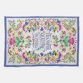 Folk Art Flowers | Dankjewel, dankbaar, geblufferd Theedoek (Horizontaal)