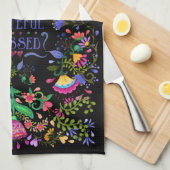 Folk Art Flowers | Dankjewel, dankbaar, geblufferd Theedoek (Quarter Fold)