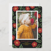 Folk Art Flowers Foto Vakantie Kaart (Voorkant)