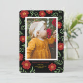 Folk Art Flowers Foto Vakantie Kaart (Staand voorkant)