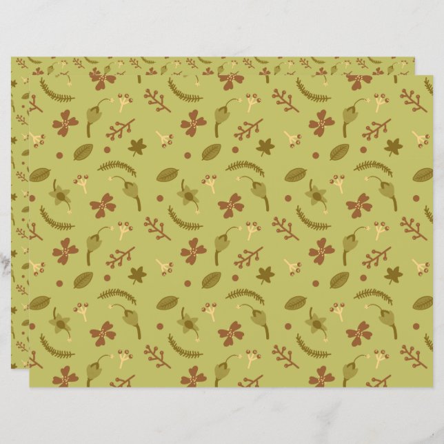 Folk Art Flowers Green (Voorkant / Achterkant)