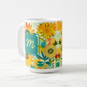  Folk Art Flowers monogram Koffiemok (Voorkant links)