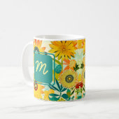  Folk Art Flowers monogram Koffiemok (Voorkant links)