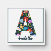 Folk Art Flowers Monogram Letter A Tabletop Fotoplaat (Voorkant)
