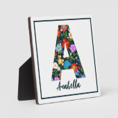 Folk Art Flowers Monogram Letter A Tabletop Fotoplaat (Voorkant)