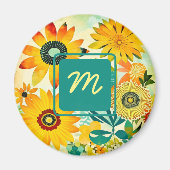 Folk Art Flowers monogram Magneet (Voorkant)