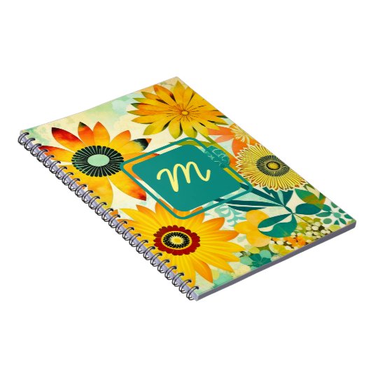  Folk Art Flowers monogram Notitieboek (Rechterzijde)