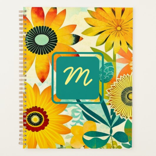 Folk Art Flowers monogram Planner (Voorkant)