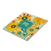  Folk Art Flowers monogram Tegeltje (Zijkant)