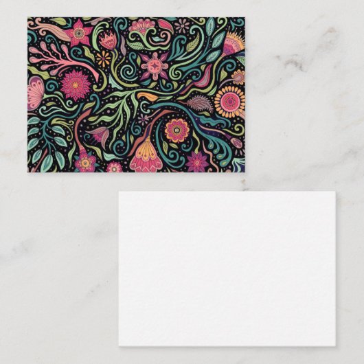 Folk Art Flowers Note Kaart Notitiekaartje (Voorkant / Achterkant)