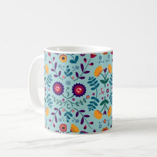  Folk Art Flowers Pattern Koffiemok (Voorkant links)
