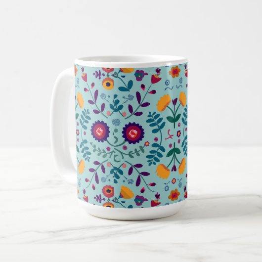 Folk Art Flowers Pattern Koffiemok (Voorkant links)