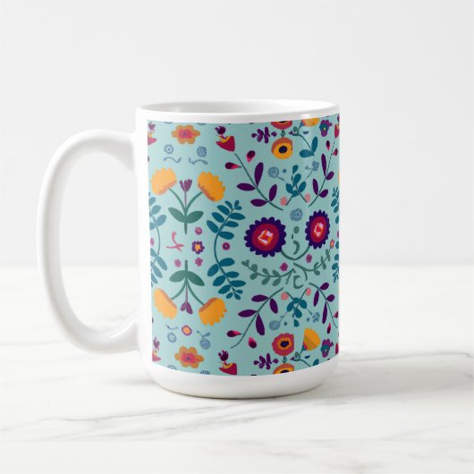  Folk Art Flowers Pattern Koffiemok (Links)