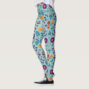 Folk Art Flowers Pattern Leggings