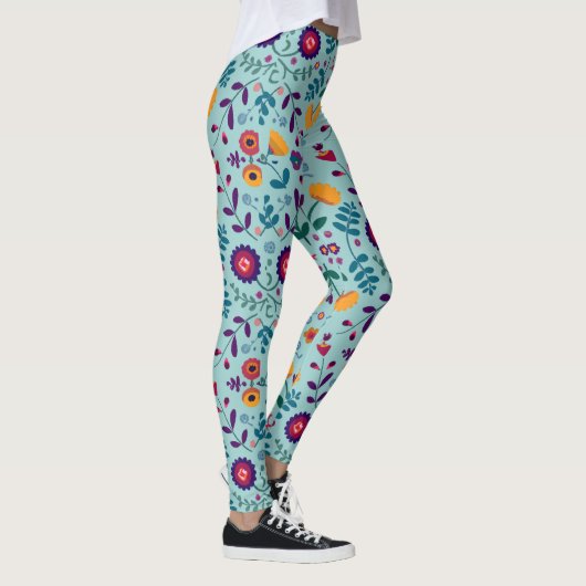  Folk Art Flowers Pattern Leggings (Rechts)