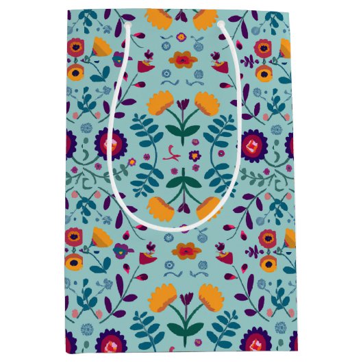  Folk Art Flowers Pattern Medium Cadeauzakje (Voorkant)