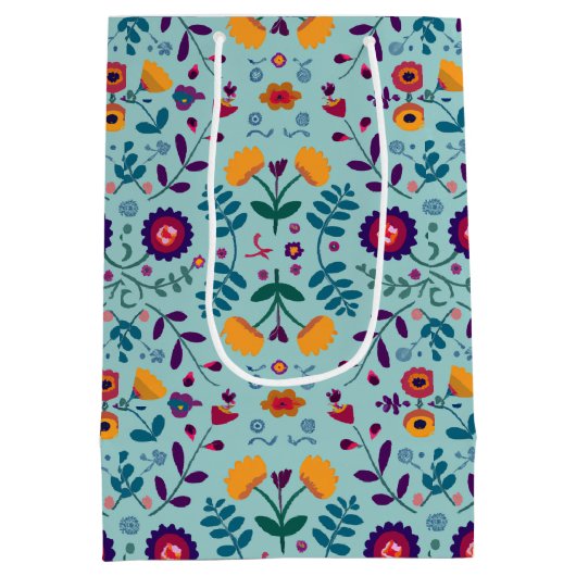  Folk Art Flowers Pattern Medium Cadeauzakje (Achterkant)