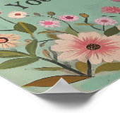  Folk Art Flowers Poster in het Blauwgroen (Hoek)