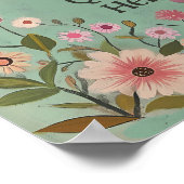  Folk Art Flowers Poster in het Blauwgroen (Hoek)