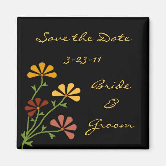 Folk Art Flowers Save the Date Magnet (Voorkant)