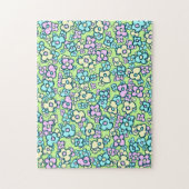 Folk Art Flowers Spring Green Pastel Colors Legpuzzel (Verticaal)