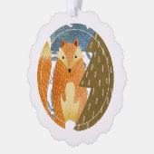 Folk Art Fox Kerstmis Ornament Kaart (Links)