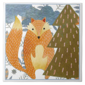 Folk Art Fox Kerstmis Tegeltje (Voorkant)