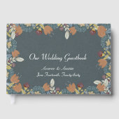 Folk Art Frame in Blue Brown Tan Gastenboek (Voorkant)